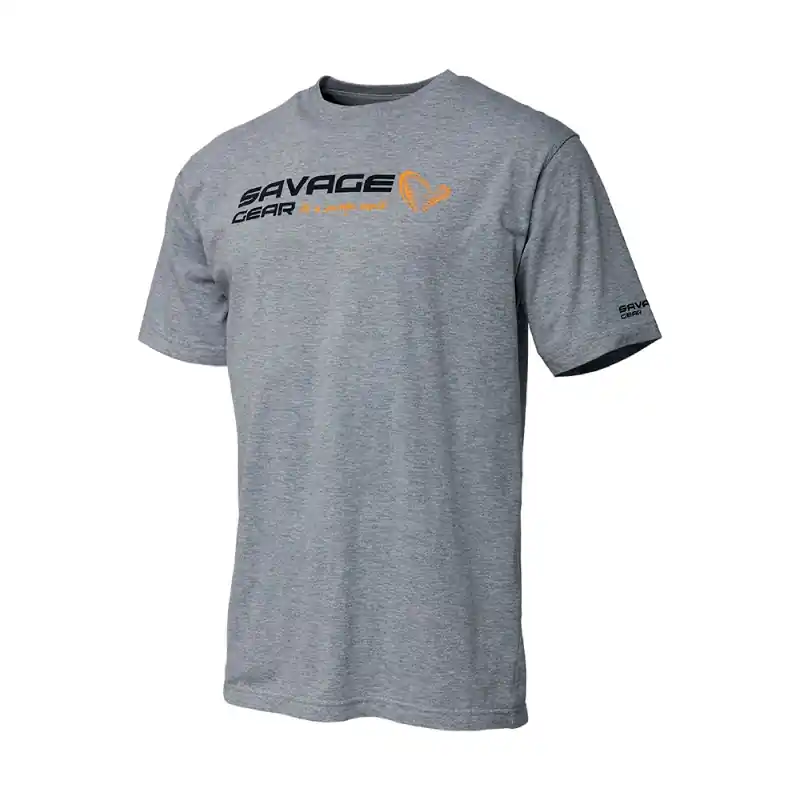 Savage Gear Signature Logo T-shirt Grey Melange Extra rabatt