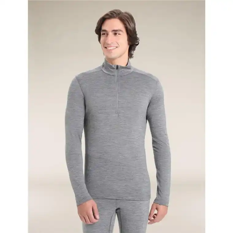 Icebreaker M 200 Oasis LS Half Zip Gritstone Hthr-013 Populär