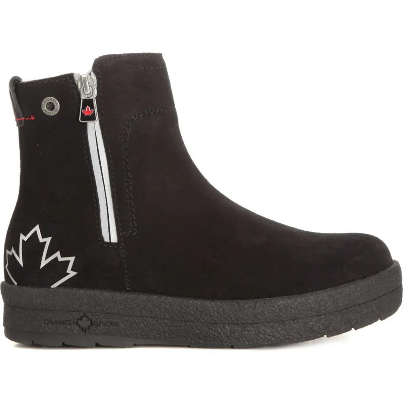 Canada Snow Women's Mount Baker Suede Boots Reflective Zip Black risnedsättning