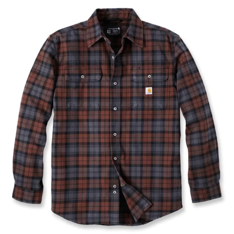 Carhartt Men's Flannel L/S Plaid Shirt Mocha Billigare