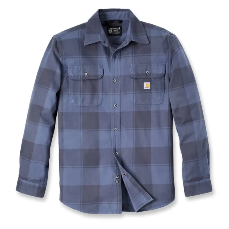 Rabatt Carhartt Men's Flannel L/S Plaid Shirt Navy