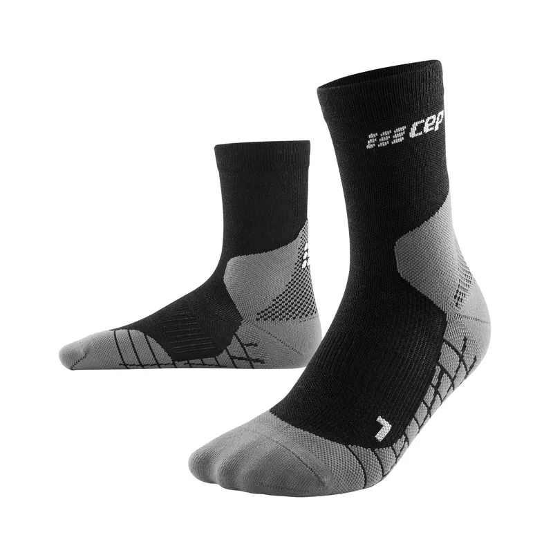 CEP Men's Hiking Light Merino Mid Cut Compression Socks Black Populär