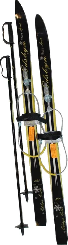 Edsbyn Kids' Ski Set with Cable Binding+Poles Black/yellow Kampanj