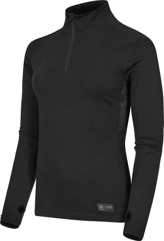 Kampanj Hellner Women's Wool Tech Base Layer Long Sleeve Black Beauty