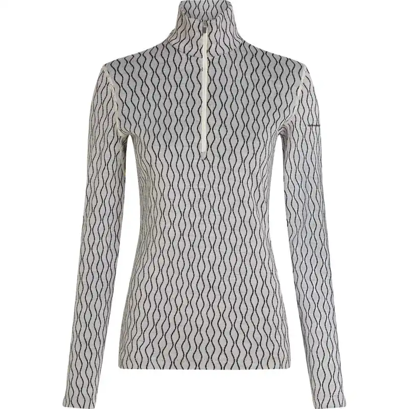 Rabatter Icebreaker Women's Merino 260 Vertex Longsleeve Zip On-Piste Snow/black
