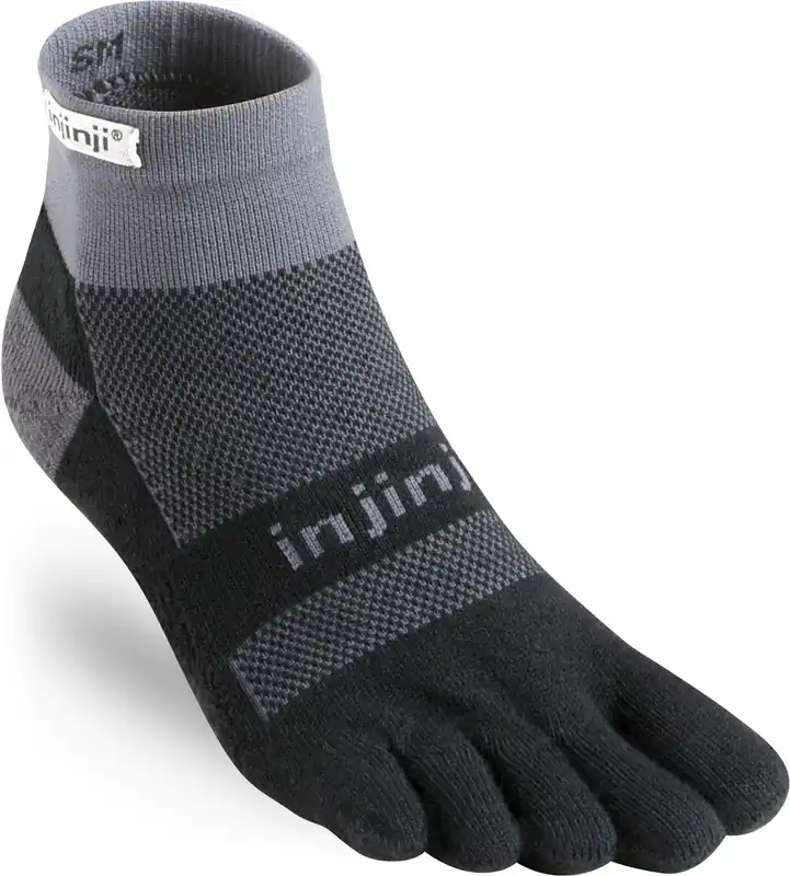Injinji Men's Run Midweight Mini-Crew Black Gray Billig