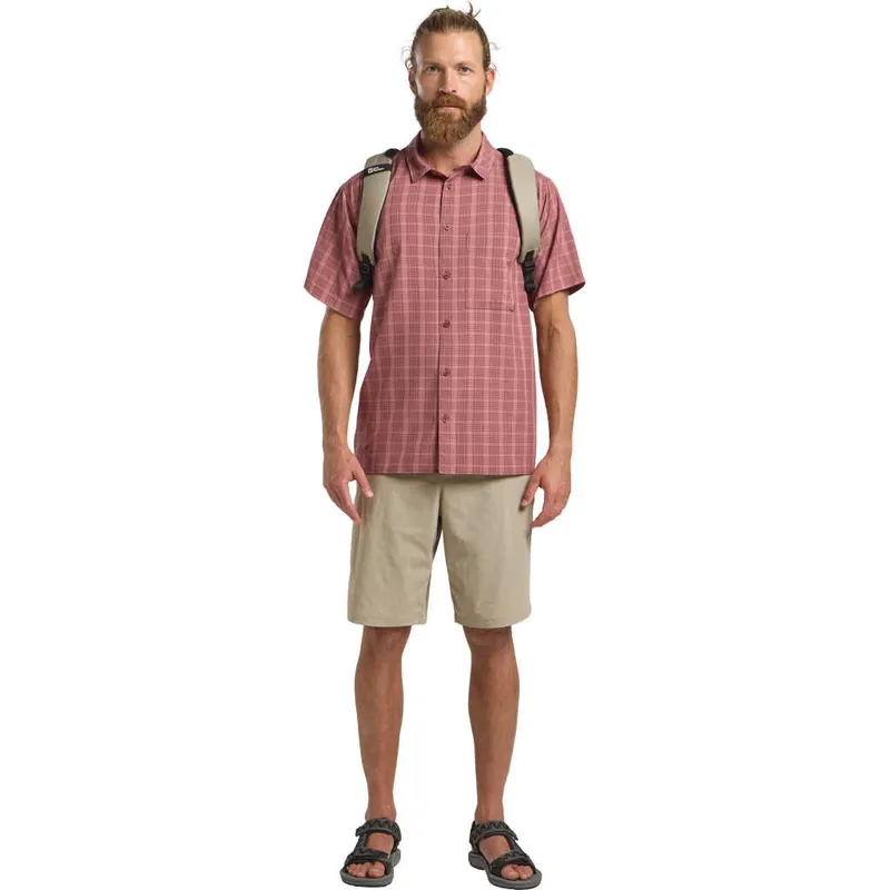 Jack Wolfskin Men's Meseta Shirt Check Dark Rust Snabb leverans