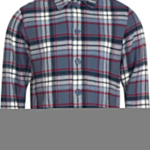 Knowledge Cotton Apparel Men's Big Checked Heavy Flannel Overshirt China Blue Nedsatt pris