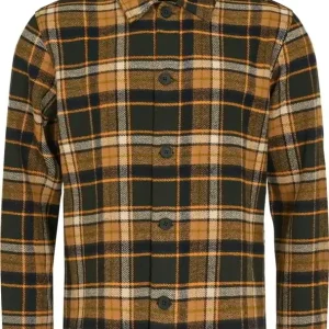 Knowledge Cotton Apparel Men's Big Checked Heavy Flannel Overshirt Forrest Night Kampanjpris