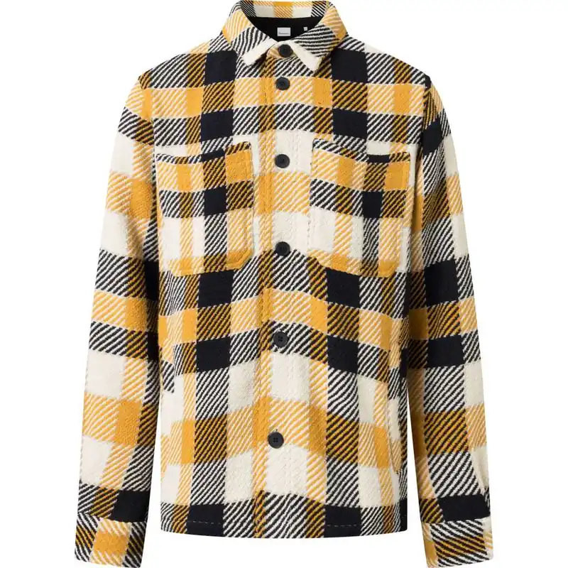 Knowledge Cotton Apparel Men's Checked Overshirt Yellow Check I lager