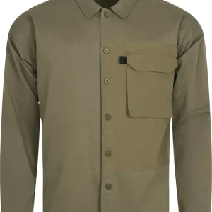 Knowledge Cotton Apparel Men's Outdoor Twill Overshirt With Contrast Fabric Burned Olive Kundfavorit