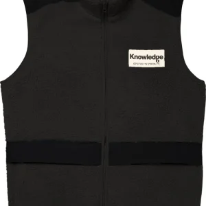 Knowledge Cotton Apparel Men's Teddy Fleece Hood Vest With Rib Stop In Contrast Color Black Jet Erbjudande