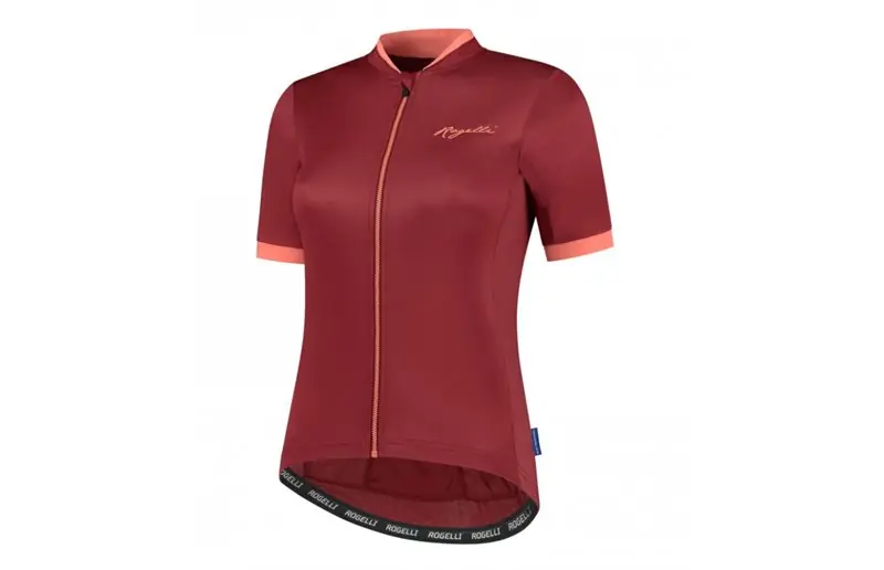 Rogelli Cykeltröja Essential Jersey SS Dam Bordeaux/Coral Nedsatt pris