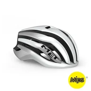 Kampanjpris Met Cykelhjälm Racer Road Trenta 3K Carbon Mips White Silver/Matt