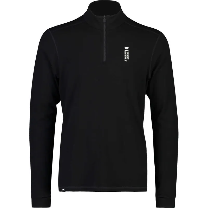 Mons Royale Men's Cascade Merino Flex 200 1/4 Zip Black Nedsatt pris