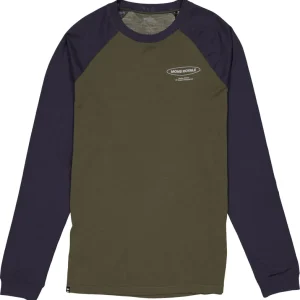 Mons Royale Men's Icon Merino Raglan Long Sleeve Dark Olive/9 Iron Utförsäljning