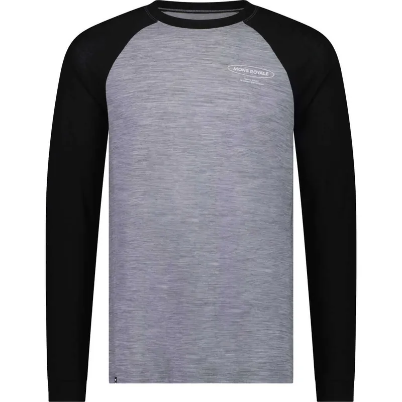 Handla nu Mons Royale Men's Icon Merino Raglan Long Sleeve Grey Heather / Black