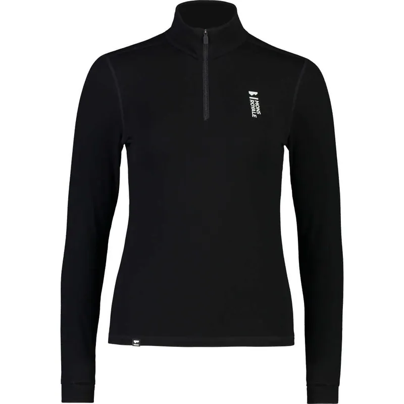 Mons Royale Women's Cascade Merino Flex 200 1/4 Zip Black Sista chansen