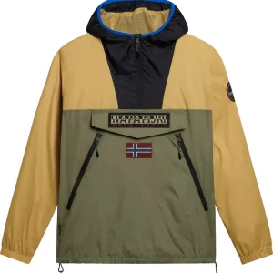 Endast denna vecka Napapijri Unisex Rainforest Ripstop Anorak Jacket Green/Beige