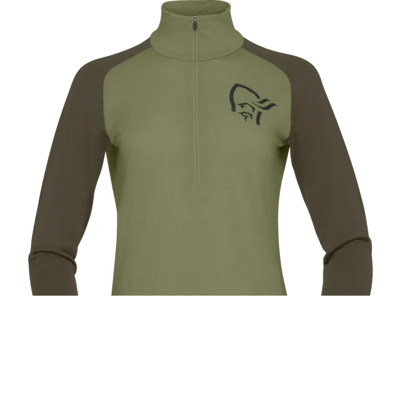 Begränsat antal Norr⌀na Women's Femund pureUll Zip Neck Loden Green